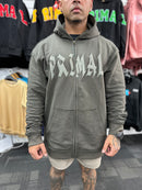 Rough style zipped hoodie