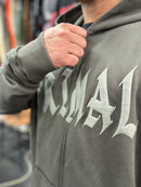 Rough style zipped hoodie
