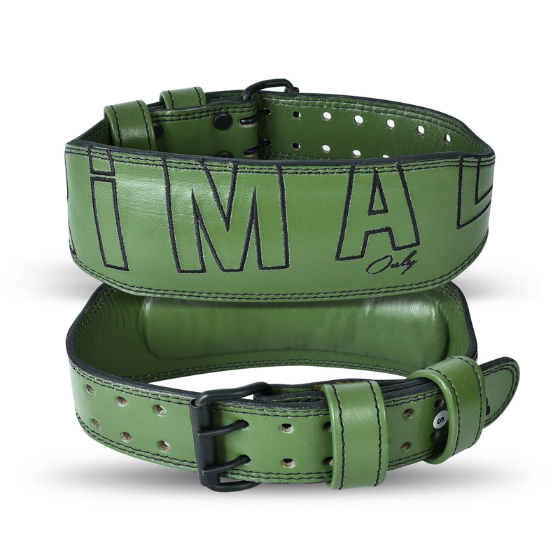 Military Green Embroidered leather belt (NEW)