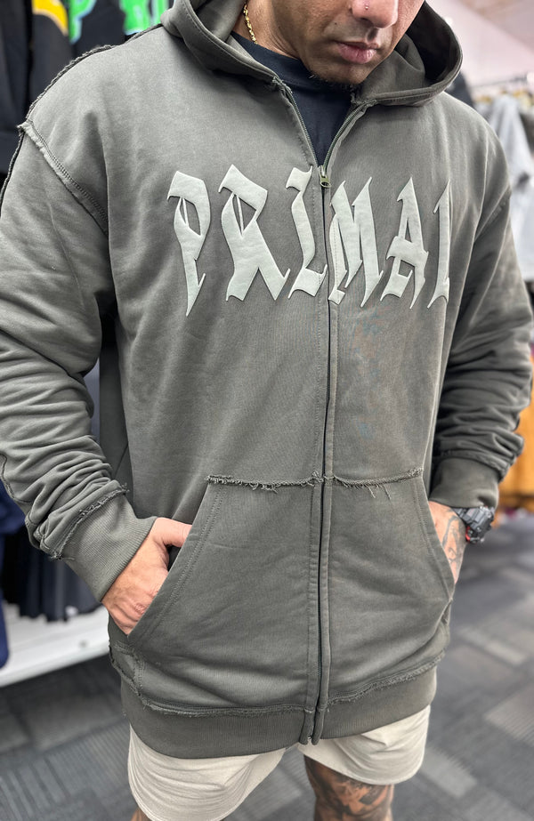 Rough style zipped hoodie