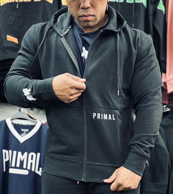 Heavy zipped terry hoodie